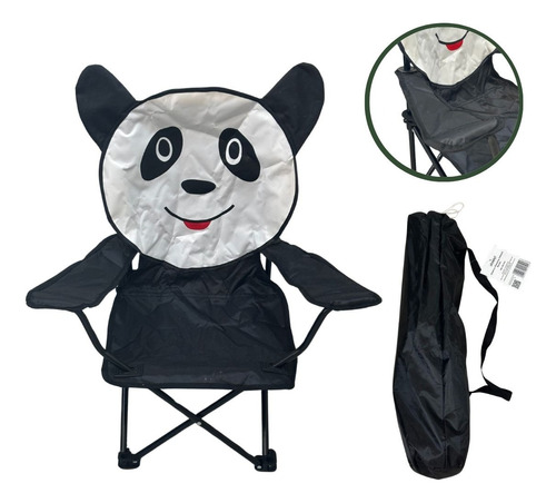 Cadeira Camping Panda Importway Praia Infantil Com Bolsa Cor Preto