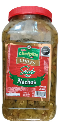 Chiles Jalapeños En Rodajas Para Nachos Chefpina 3.6kg