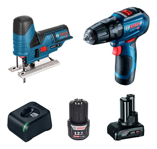 Kit Taladro Percutor Brushless Y Caladora Inalam Bosch 12v Color Azul