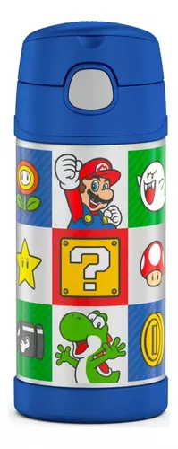 Botella Térmica Infantil Thermos Con Personajes - Premium Color Plateado  Mario Bros