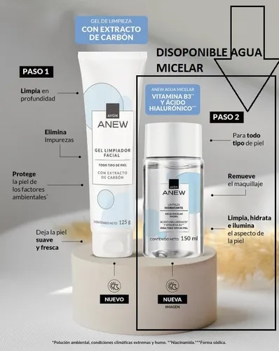 Limpieza Agua Micelar Revitalizante Ácido Hialurónico Avon