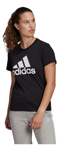 Camiseta adidas Essentials Logo Feminina - Preto E Branco
