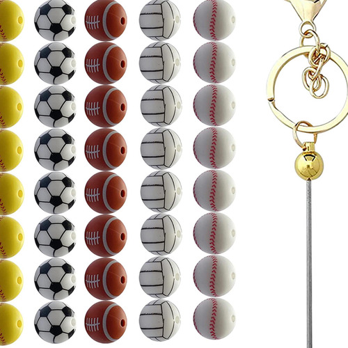 49x Cuentas Deportivas De Silicona Fabricación De Joyas 15