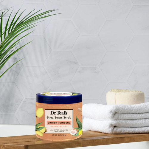 Exfoliante Corporal Dr Teal's Con Manteca De Karité 538g - Hidrata Suaviza Y Mejora La Textura De La Piel - Ideal Para Ducha Spa Y Rutina De Cuidado Corporal Diario