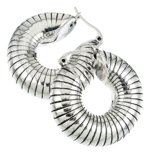 Aros Argollas Plata Inflada 925 Rayas Electro Medianos Ancho