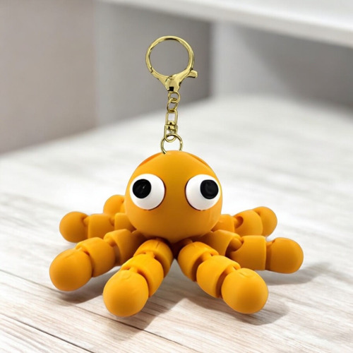 Llavero De Pulpo Articulado Distintos Colores Accesorio Moda Mostaza