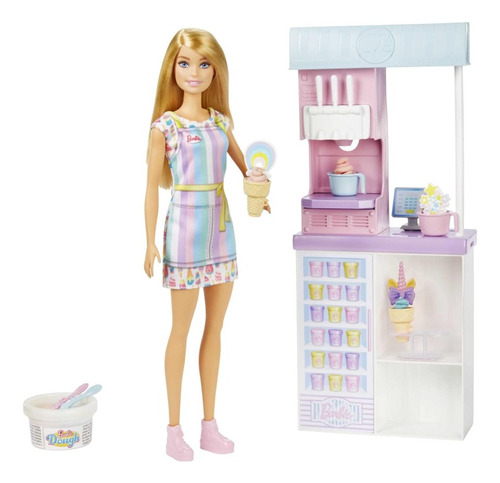 Barbie Muñeca Juego De Heladería Con Accesorios