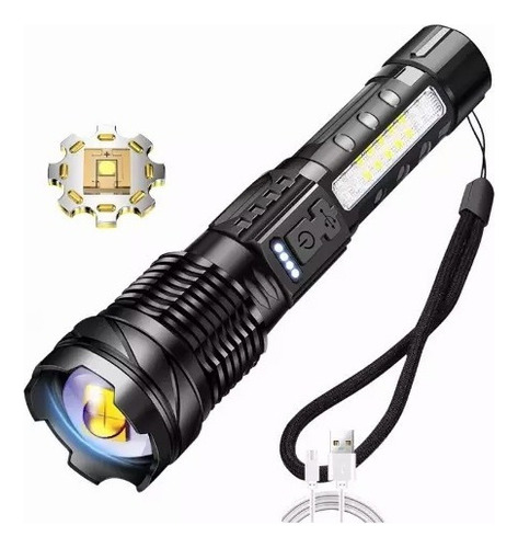 Linterna Usb Led Pro De Camping Trilha Laser De Titanio 3 Pi