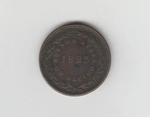 Moneda Argentina Prov. Bs. As. Un Decimo 1823 J/2.1 Mb Sucia (Usado)