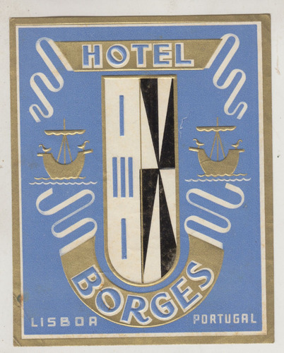 Antiguo Luggage Del Hotel Borges De Lisboa Vintage Portugal