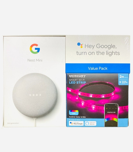Asistente Google Nest Mini 2nd Gen + Tira Led Inteligente