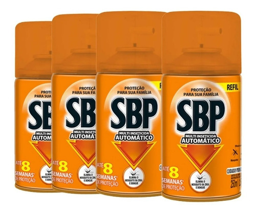 4 Unid. Repelente Automático Refil Sbp 250ml Tradicional