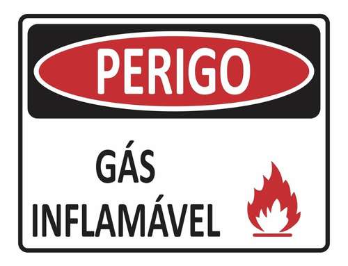 Placa Aviso Sinalização Gás Inflamável 23x18