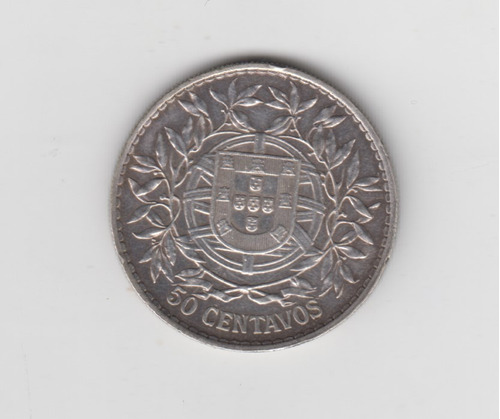 Moneda Portugal 50 Centavos Año 1916 Plata Muy Bueno