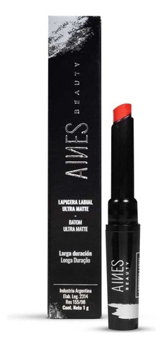 Lapicera Labial Aines Beauty Ultra Matte Larga Duración 1g Acabado ULTRA MATE Color Red