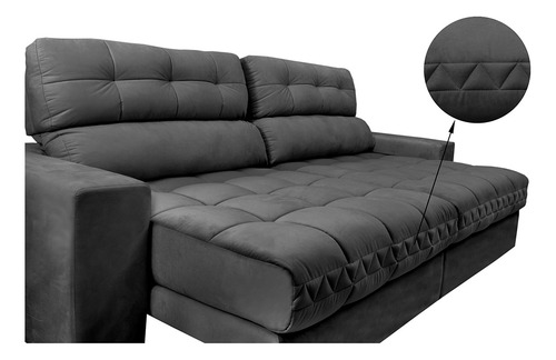 Sofá Retrátil e Reclinável com Molas Ensacadas Cama inBox Master 2,12m Tecido Suede Cinza