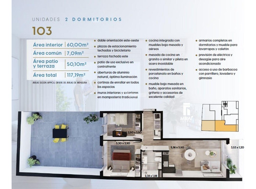 Venta Apartamento 2 Dormitorios Cordón Arenal Grande Y Brandsen Ed. Miraf Arenal Terraza 50m2