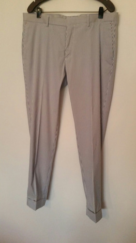 Pantalon De Vestir Rayado, Talle 36 - Tela De Verano