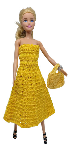 Vestido Barbie Crochê Artesanal Coleção Diversos Handmade.