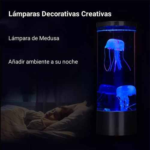 Lámpara De Medusa Led 3d Escritorio Luz De Noche 7 Colors Negro Plástico