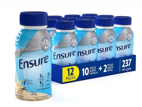 Ensure Clásico Pack 12 Botellas (10 Vainilla Y 2 Fresa)