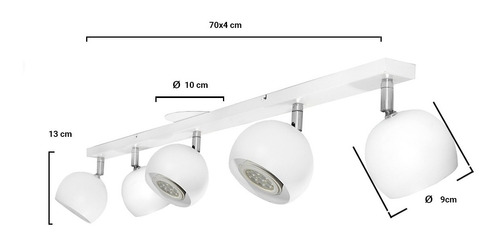 Imagen 3 de 10 de Aplique Barral Riel 5 Luces Led Cabezal Movil Direccional