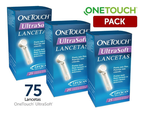 One Touch Lancetas Ultrasoft Paquete Con 75 Lancetas