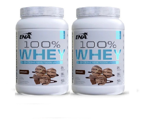 Promo X 2 Whey Protein Ena 100% Sabor Chocolate
