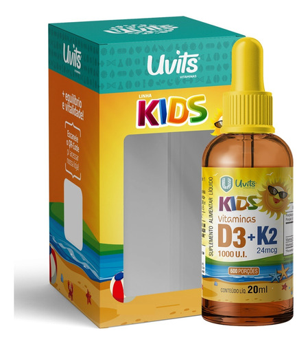 Vitamina D3 + K2 Kids Líquida 20ml 600 Doses - Uvits