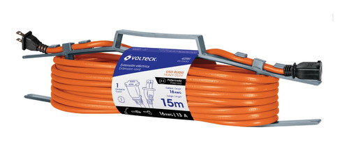 Extensión Eléctrica Uso Rudo 15 M 2x16 Awg Para 1 Clavija 