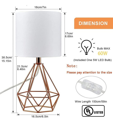 Lámpara De Mesa Moderna Para Dormitorio, Lámpara De Noche Ge