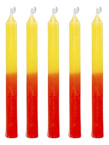 8 Velas Palito - Velas Brancas, Coloridas E Bicolor Com 18cm Cor Amarelo E Vermelho