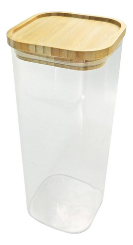 Recipiente Con Tapa Hermética De Bambú 1.9 L Color Transparente