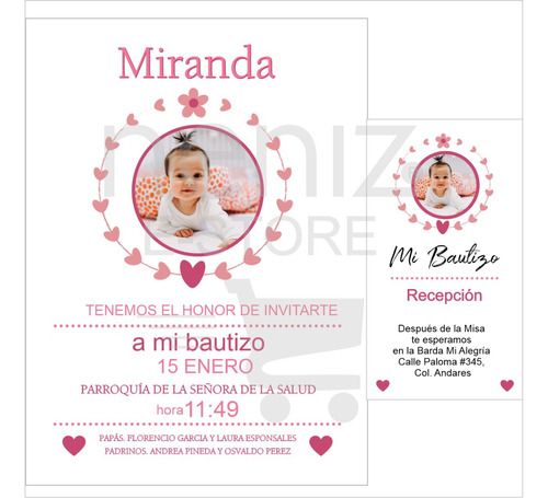 25 Invitaciones Bautizo Niña +sobres Celofán+pases+sellos