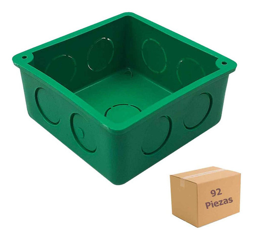 Registro 3x3 Empotrar Verde Cuadrado Sin Tapa Plastico 92 Pz
