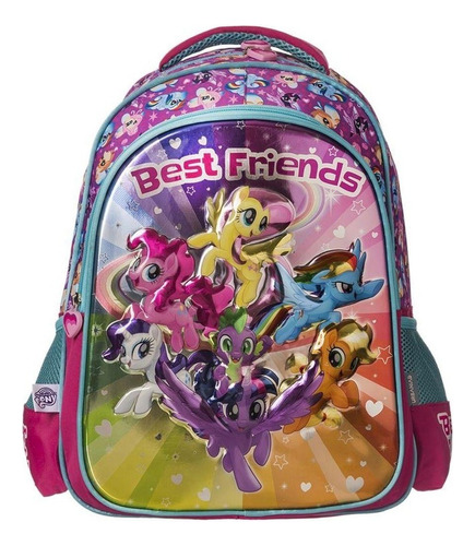 Mochila My Little Pony Best Friends Kinder Urbania Color Rosa Chicle/ Aqua Diseño De La Tela Estampado My Little Pony