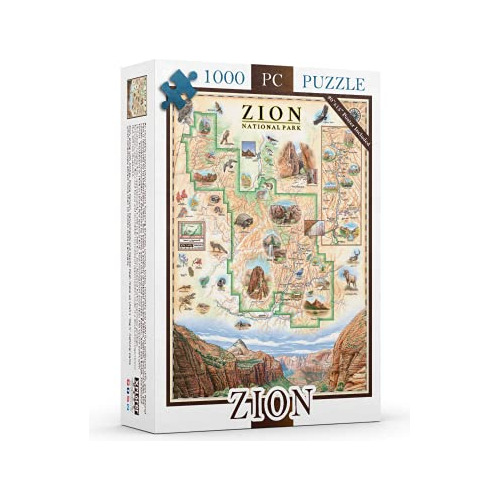 Zion National Park Map Cardboard Jigsaw Puzzle - 1000 Pieces