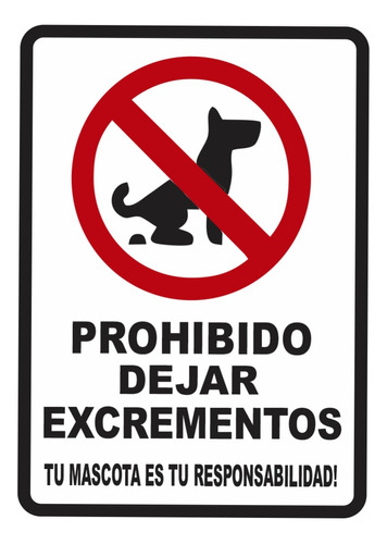 Señalización Aviso Prohibido Dejar Excrementos 20x15 Cms 