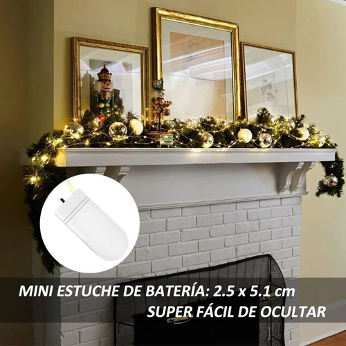 24 Piezas Cadena De Luces Hadas Con Pilas Adornos Navidenos Warm