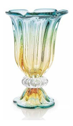 Vaso Cristal Murano Verde Ambar 50x31cm Molinari Sao Marcos1