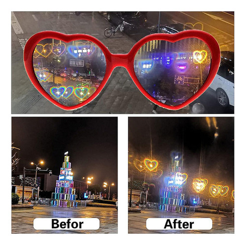 Lentes De Difração Com Efeito Coração, 4 Unidades