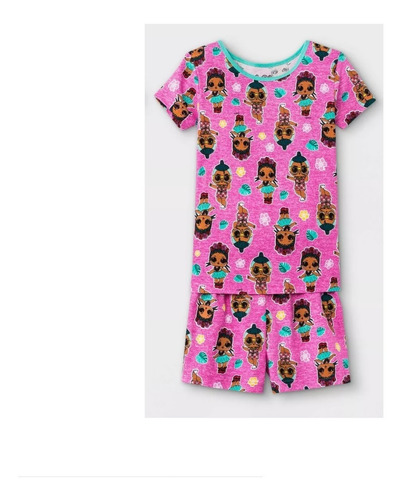 Pijama 2 Pzs L.o.l. Talla 8 T-shirt + Short Rosa Importada