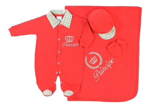 Kit Saída De Maternidade Príncipe Vermelho - Bebê Menino