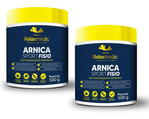  Kit Gel Massageador Dor Arnica Sport Fisio Relaxmedic 450 mL