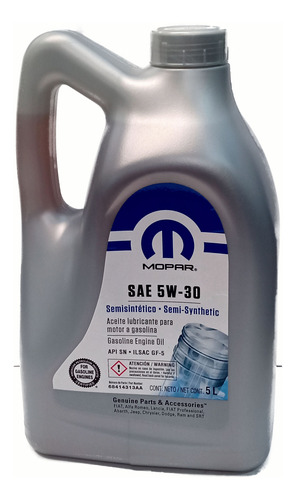 Aceite P/motor, Mopar 5w30 Semi Sintético,  5 Lt. 68414313aa