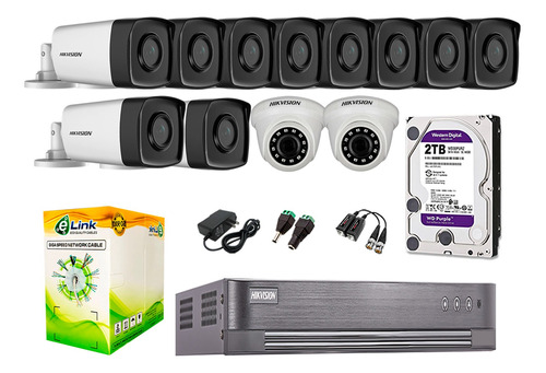 Kit 12 Cámaras Seguridad It3f Hikvision Full Hd 2tb | 40m Ir