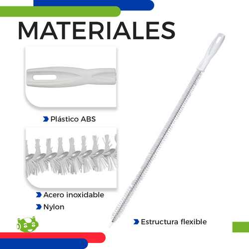 Cepillo En Espiral Flexible Slim Company Para Limpieza De Desagües Drenaje De Tuberías Lavabo Dragado Color Blanco 45cm