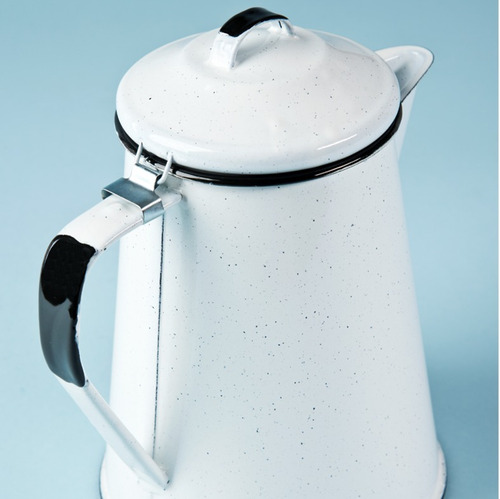 Cafetera De Peltre Tradicional 2 Litros Color Blanco