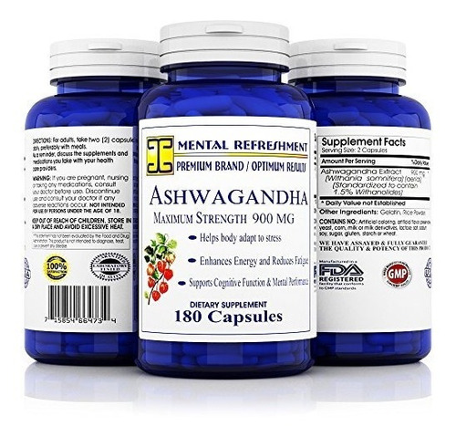 Refresco Mental: Ashwagandha Puro 900 Mg,- Envío Gratis