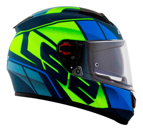 Capacete Masculino Ls2 Vector Ff397 Kritpton Óculos Leve Cor Azul Amarelo Fosco Desenho Kripton Tamanho do capacete 58